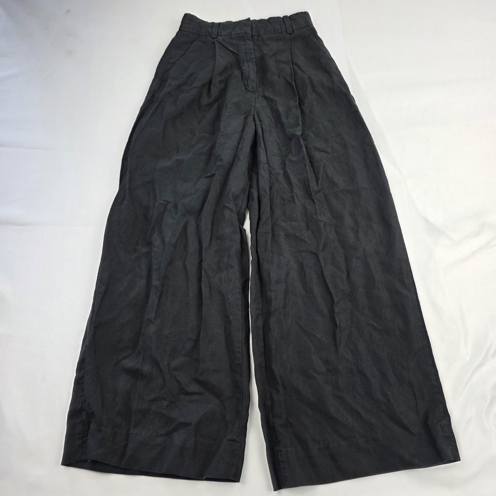COS Pants Womens 2 Gray Lyocell Linen Wide Leg Pleated Twill Dress Casual